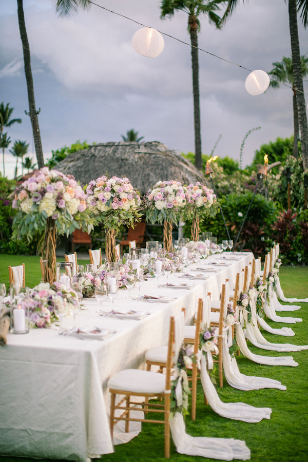 Tropical outdoor wedding reception
