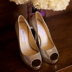 Peep toe bridal shoes