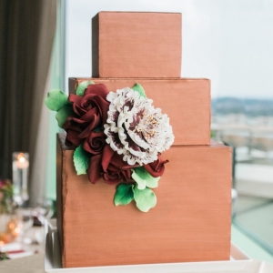 Three tier copper wedding cake