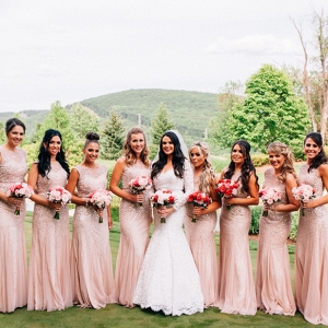 Sparkly pink bridesmaid dresses