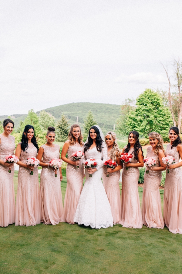 Sparkly pink bridesmaid dresses