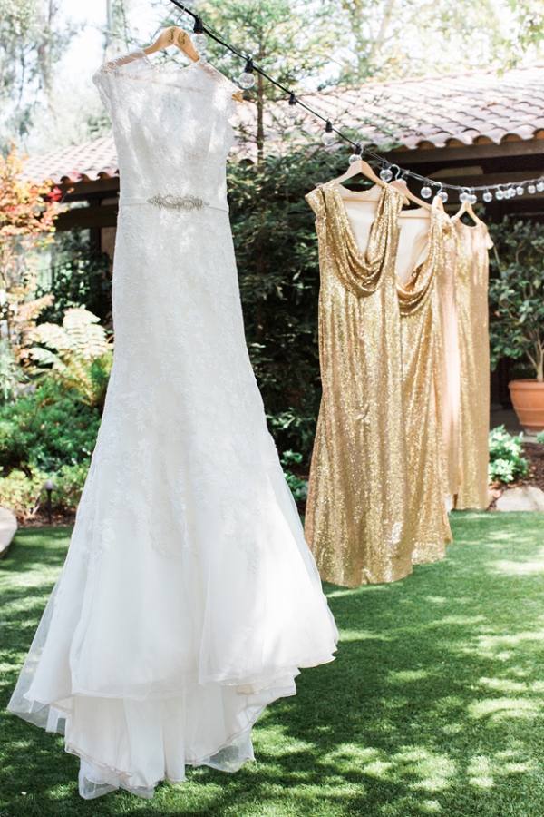 Gold glitter bridesmaid dresses