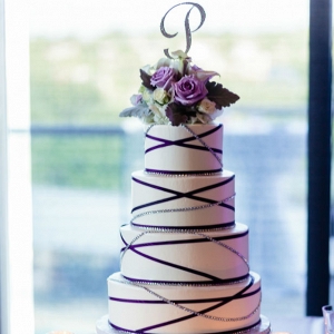 Purple and silver wedding cake