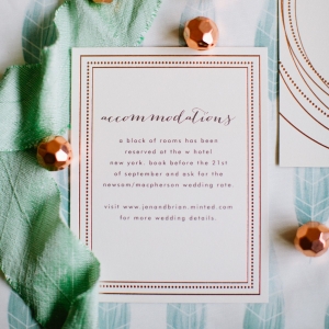Adorable rose gold accommodations card by Minted