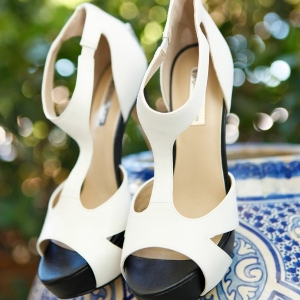 Chic black and white bridal shoes