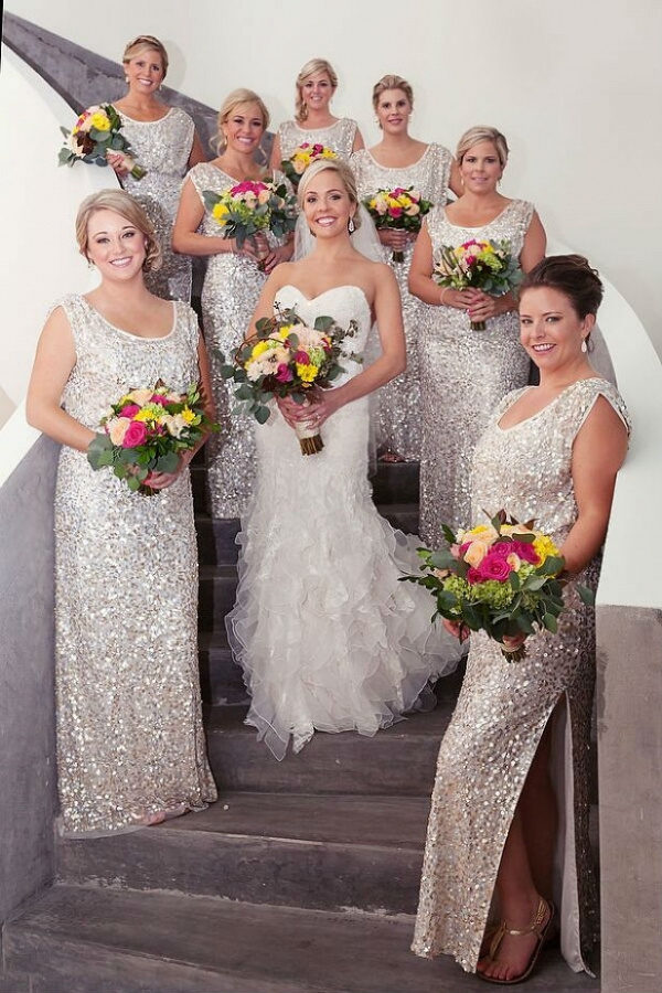 Silver sequin bridesmaid dresses