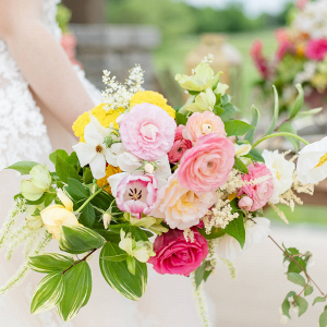 Pink and yellow bridal bouquet