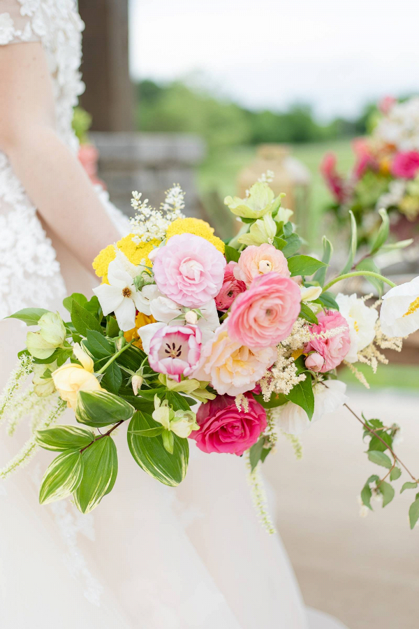 Pink and yellow bridal bouquet