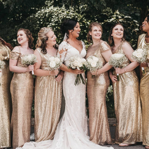 Gold sequin bridesmaid dresses
