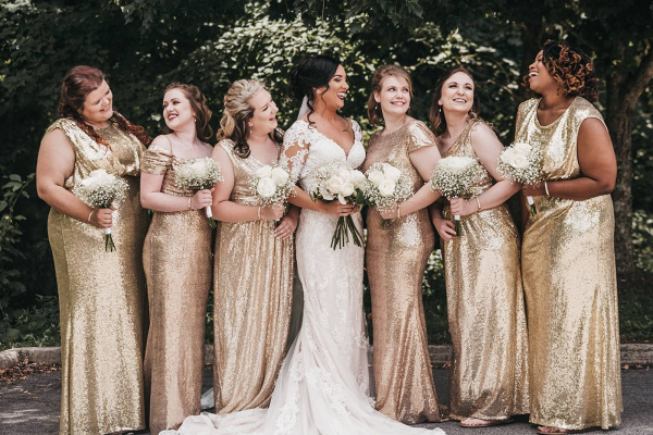 Gold sequin bridesmaid dresses