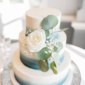 Blue watercolor wedding cake