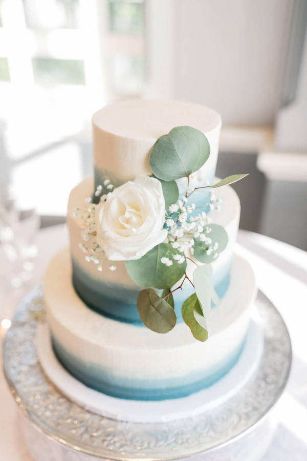 Blue watercolor wedding cake