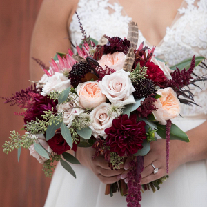 Blush and burgundy bridal bouquet