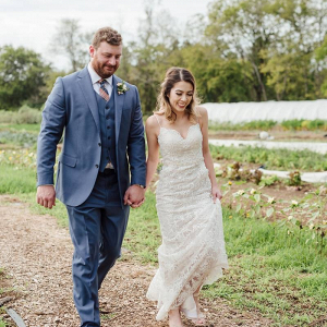 Farm wedding couple