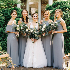 Long gray bridesmaid dresses