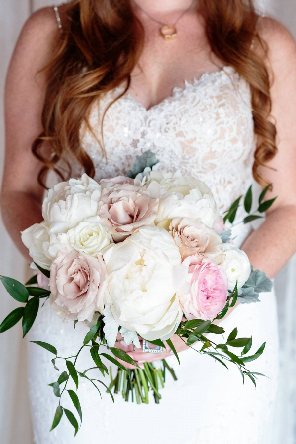 White and blush peony bouquet