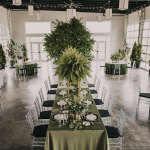 Green reception with potted plants