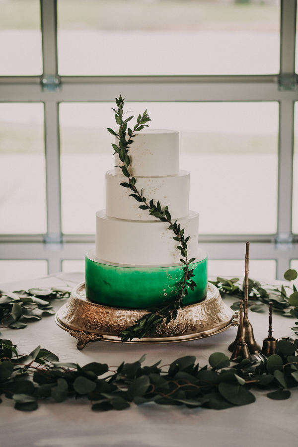 Painted green wedding cake