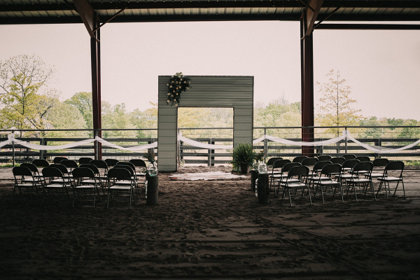 Rustic barn wedding ceremony