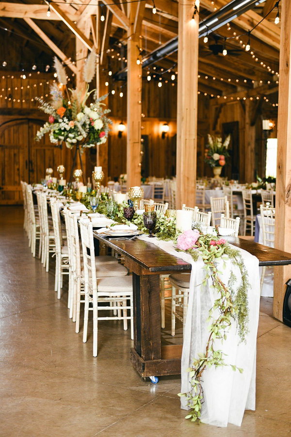 Elegant barn wedding reception