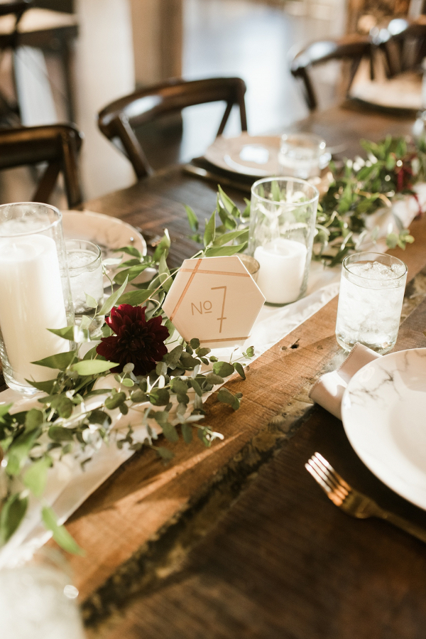 Farm table with marble table numbers