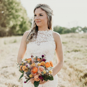 Bride with orange bouquet