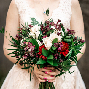 Red and pink bridal bouquet