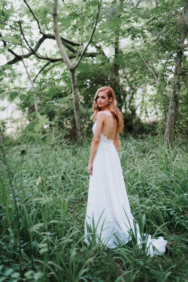 Bride in field
