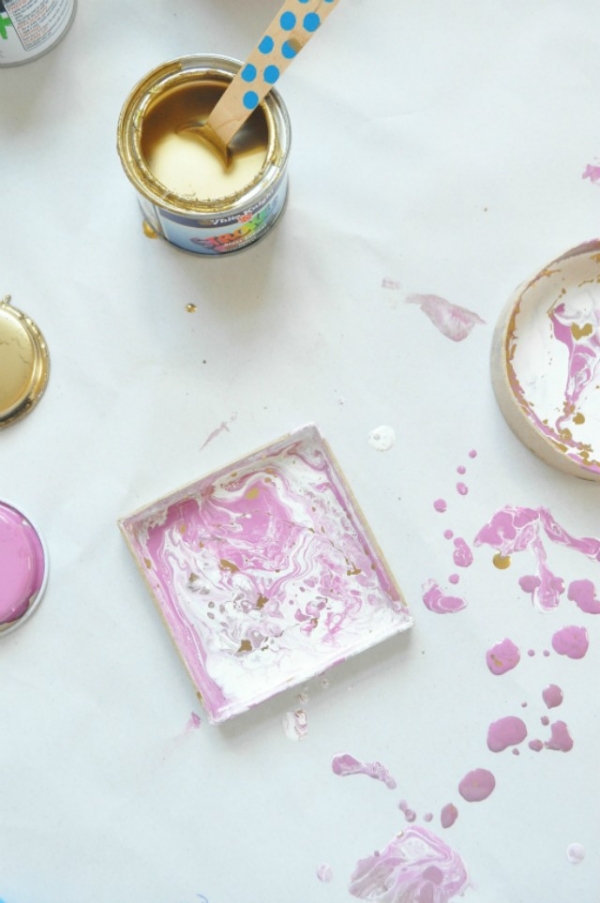 Spoon and Paints To Create Your Own Marble Ring Bowl