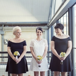 Bride with the Bridesmaids In Sixties Style
