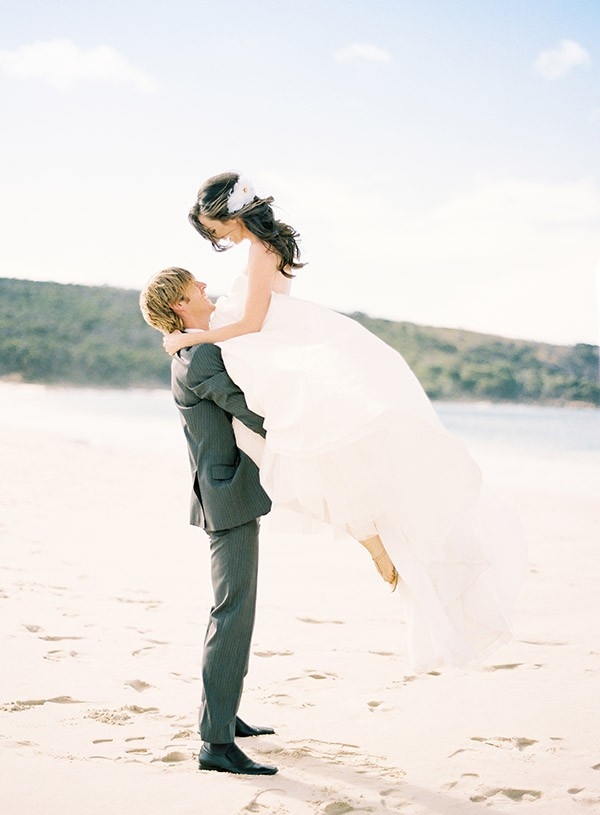 Bride And Groom On Beach
