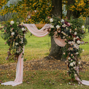 Floral and draping ceremony arch