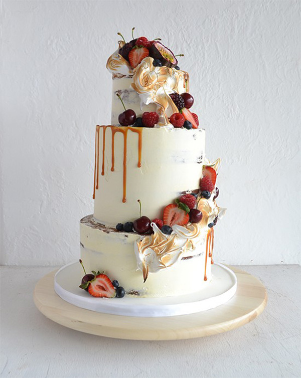 Wedding Cake With Torched Meringue