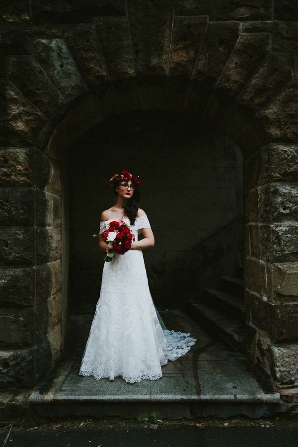 Bride With Red Bouquet