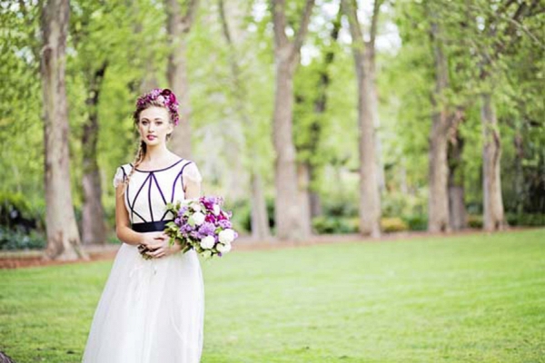 Bride With Purple Bouquet