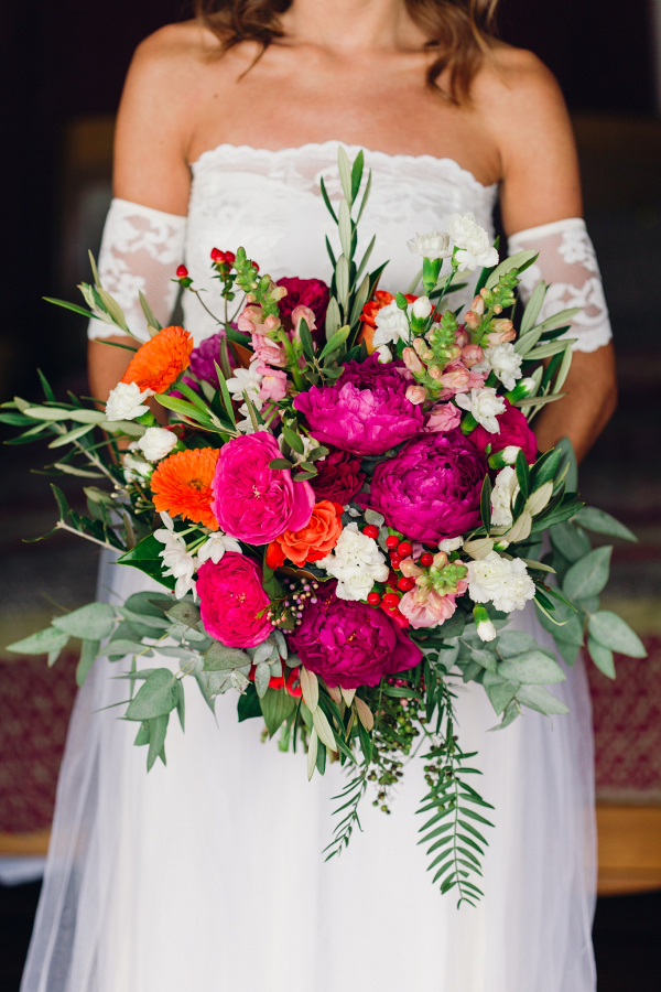 Oversized pink and orange bouquet