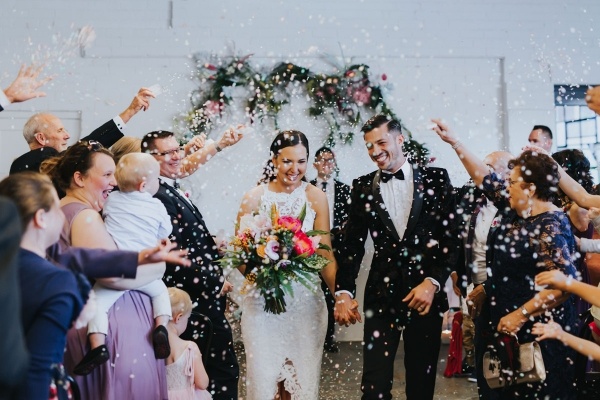 Confetti wedding exit