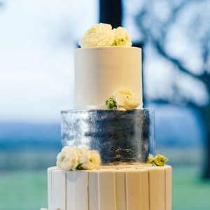 Silver And White Wedding Cake