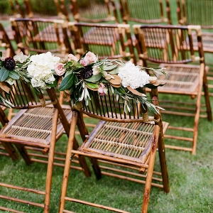 Bambo Chairs With White Hydrangeas