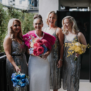 Metallic sequin bridesmaid dresses