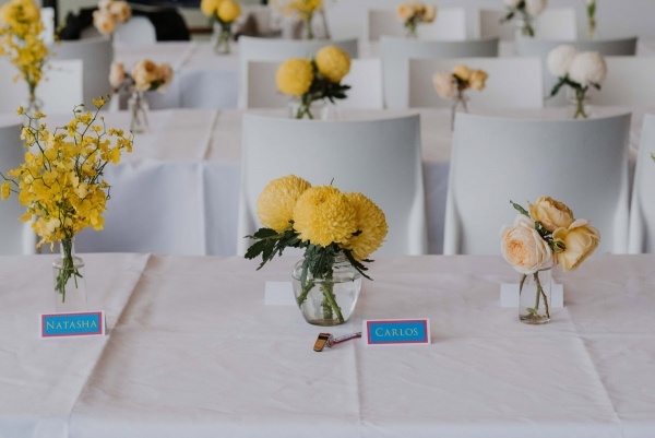 Modern colorful wedding centerpieces