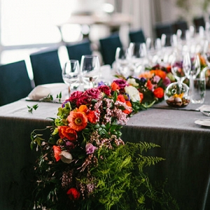 Grey Tablescape With Floral Garland