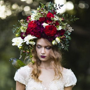 Bold Floral Hairpiece Of Red & White