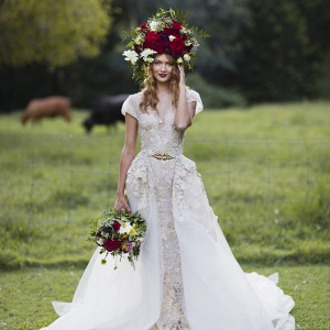 Bride With Bold Flower Hairpiece