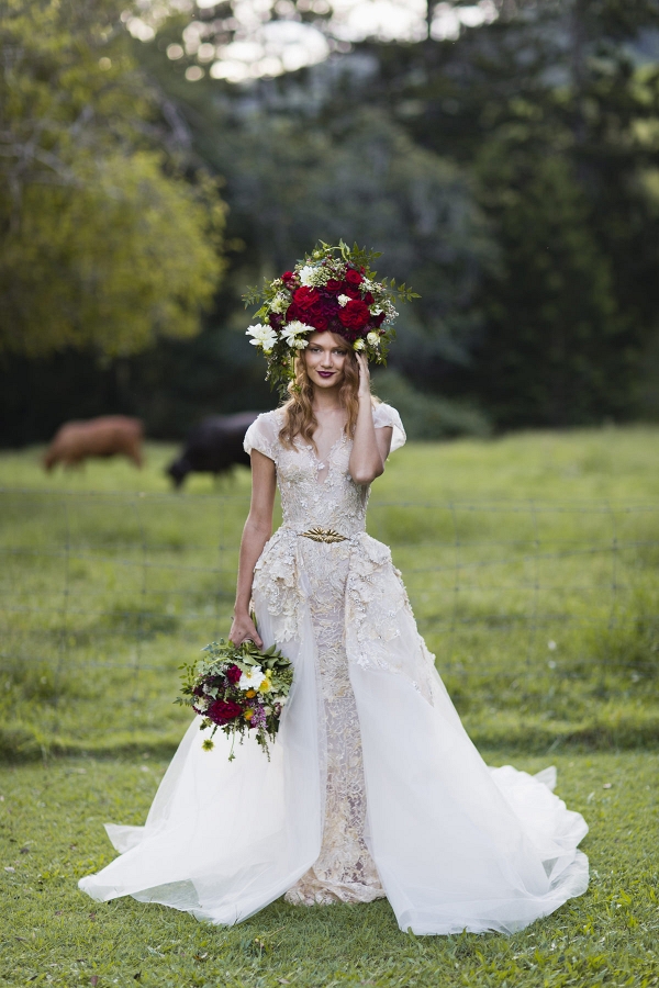 Bride With Bold Flower Hairpiece