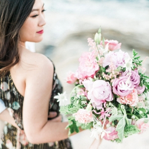 Dreamy Bouquet At Beach Engagement Shoot