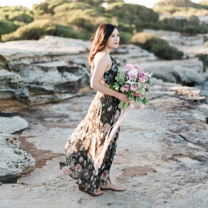 Bride During Beach Engagement Session
