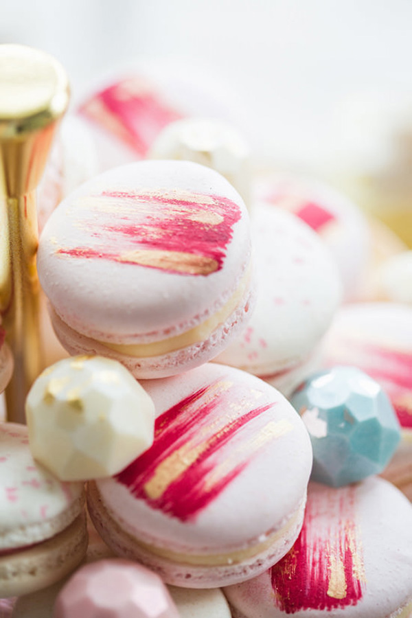 Gold And Pink Macarons