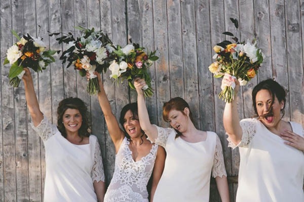 Bridesmaids With Bohemian Style Bouquets