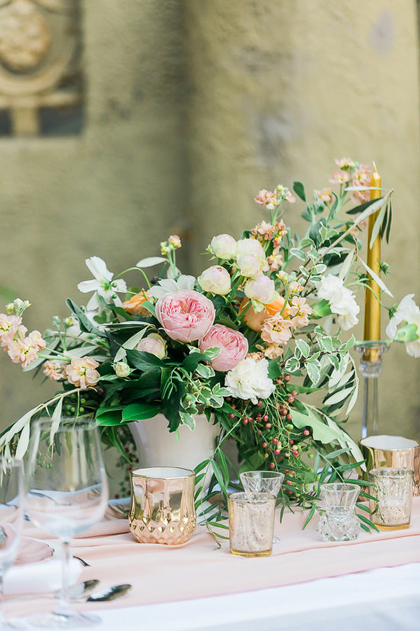 Gold Pink And Peach Centerpiece